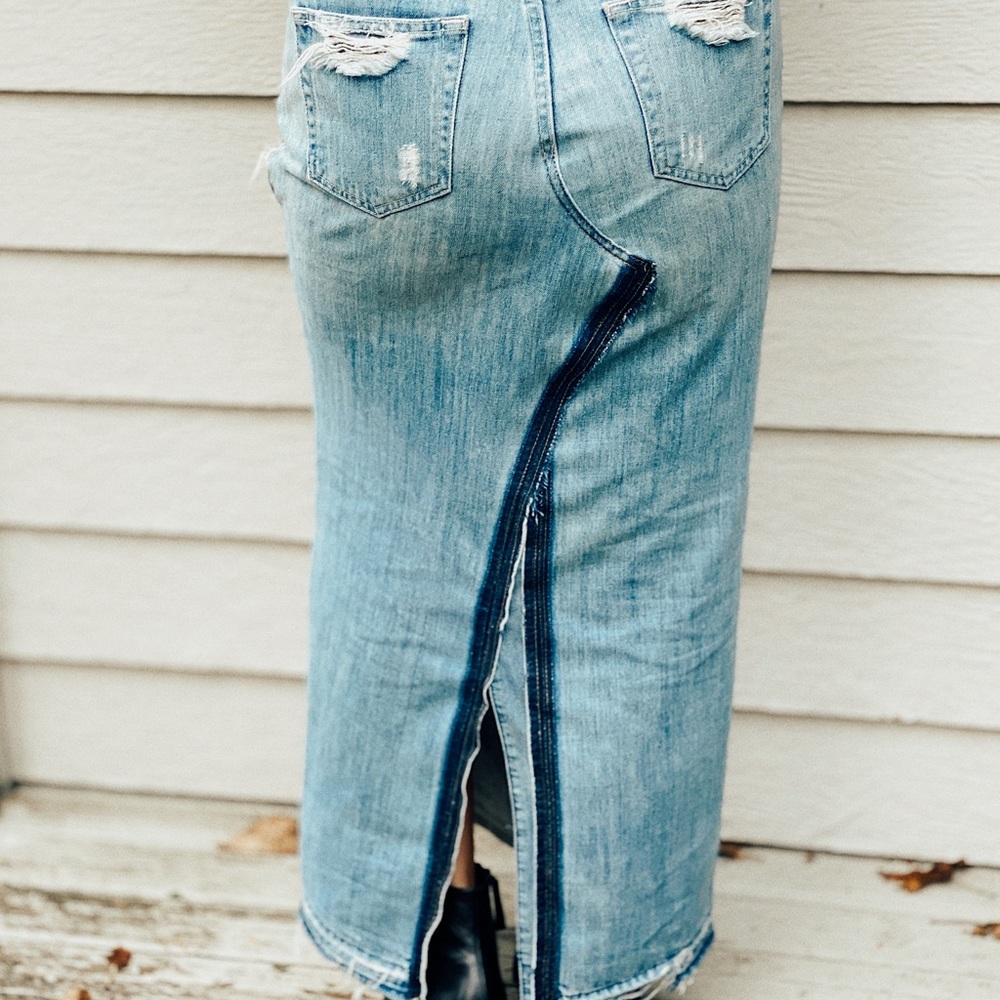 handmade  jean skirt distressed - Picture 2 of 7